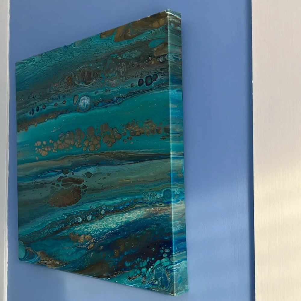 Acrylic Drip Artwork on Canvas - After Low Tide - 20x20 - Picture 8 of 9